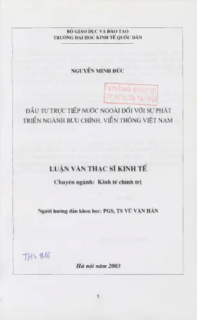 Đầu Tư Trực Tiếp Nước Ngoài Trong Ngành Bưu Chính, Viễn