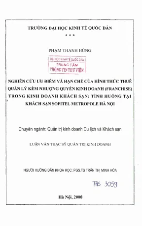 Nghiên Cứu Hình Thức Thuê Quản Lý Kèm Nhượng Quyền Kinh 