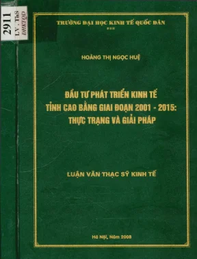 Phát Triển Kinh Tế Tỉnh Cao Bằng Giai Đoạn 2001-2015: