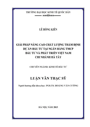 Giải Pháp Nâng Cao Chất Lượng Thẩm Định Dự Án Đầu Tư Tại