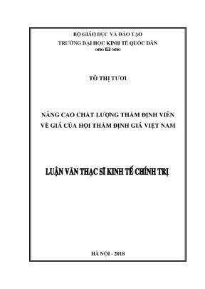 Nâng Cao Chất Lượng Thẩm Định Viên Về Giá Tại Việt Nam
