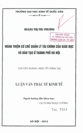 Hoàn thiện cơ chế quản lý tài chính giáo dục tại Hà Nội
