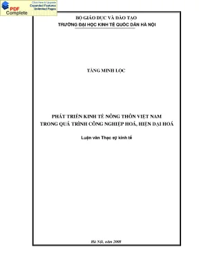 Phát Triển Kinh Tế Nông Thôn Việt Nam Trong Thời Kỳ Công 