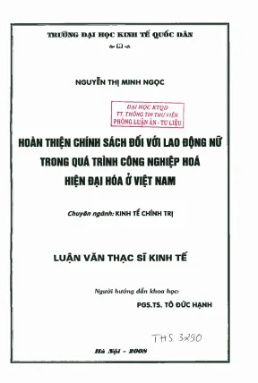 Hoàn thiện chính sách đối với lao động nữ trong quá