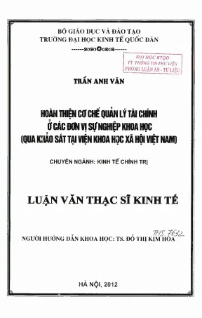 Hoàn thiện cơ chế quản lý tài chính tại các đơn vị sự
