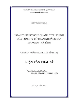 Hoàn thiện cơ chế quản lý tài chính tại Công ty Cổ phần