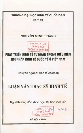Phát Triển Kinh Tế Tư Nhân Trong Điều Kiện Hội Nhập Kinh