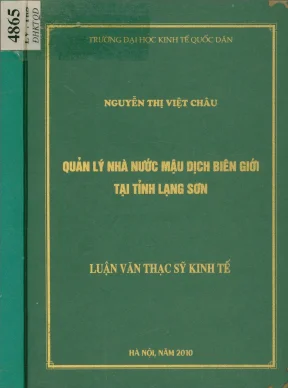 Quản Lý Nhà Nước Đối Với Mậu Dịch Biên Giới Tỉnh Lạng Sơn