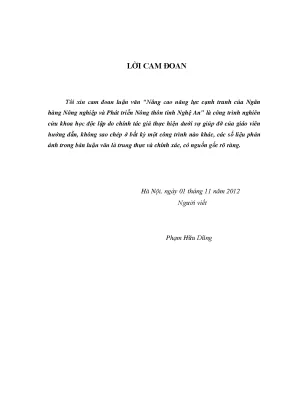Nâng Cao Năng Lực Cạnh Tranh Của Ngân Hàng Nông Nghiệp