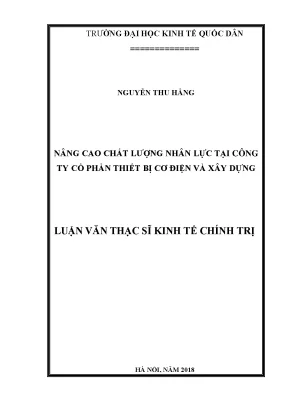 Nâng Cao Chất Lượng Nhân Lực Tại Công Ty Cổ Phần Thiết