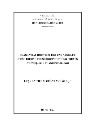 Quản Lý Dạy Học Theo Tiếp Cận Năng Lực Tại Trường Trung