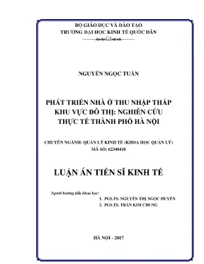 Phát Triển Nhà Ở Thu Nhập Thấp Tại Hà Nội: Nghiên Cứu