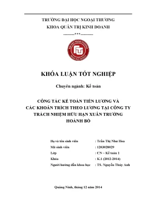 Công Tác Kế Toán Tiền Lương Tại Công Ty TNHH Xuân Trường