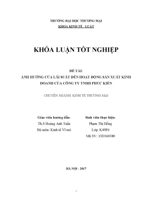 Ảnh Hưởng Của Lãi Suất Đến Hoạt Động Kinh Doanh Của Công
