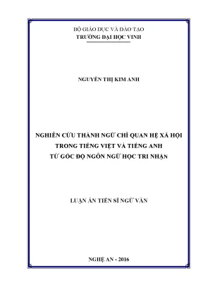 Nghiên Cứu Thành Ngữ Chỉ Quan Hệ Xã Hội Trong Tiếng Việt