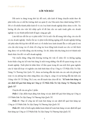 Kế Toán Bán Hàng Tại Công Ty Cổ Phần Đầu Tư Xây Dựng Và