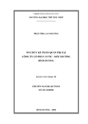 Tổ Chức Kế Toán Quản Trị Tại Công Ty Cổ Phần Nước - Môi