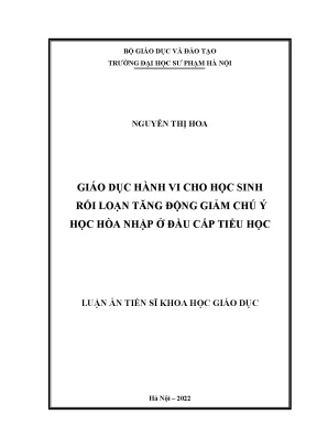 Giáo Dục Hành Vi Cho Học Sinh Rối Loạn Tăng Động Giảm 