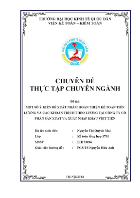 Cải Tiến Kế Toán Tiền Lương Tại Công Ty Việt Tiến