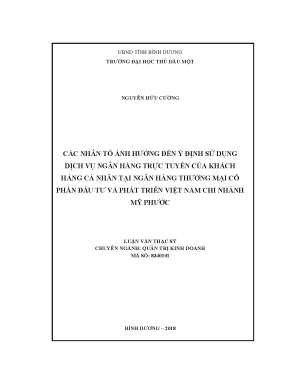 Những Yếu Tố Ảnh Hưởng Đến Ý Định Sử Dụng Dịch Vụ Ngân