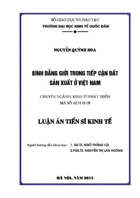 Bình Đẳng Giới Trong Tiếp Cận Đất Sản Xuất Tại Việt Nam