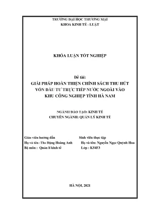 Giải Pháp Tối Ưu Chính Sách Thu Hút Vốn Đầu Tư Nước