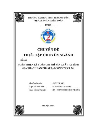 Hoàn thiện kế toán chi phí sản xuất và tính giá thành