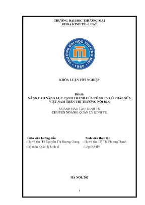 Nâng cao năng lực cạnh tranh của Công ty Cổ phần Sữa