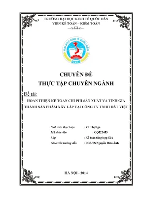 Hoàn thiện kế toán chi phí sản xuất và tính giá thành