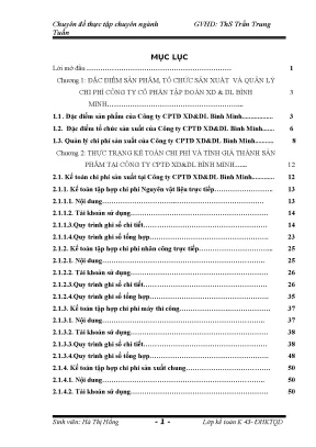 Kế Toán Chi Phí Sản Xuất và Tính Giá Thành Tại Công Ty
