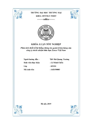 Phân Tích và Thiết Kế Hệ Thống Thông Tin Quản Lý Bán 