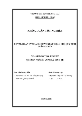 Quản Lý Xuất Khẩu Chè Tỉnh Thái Nguyên: Thực Trạng và