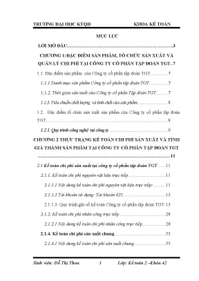 Kế Toán Chi Phí Sản Xuất và Tính Giá Thành Tại Công Ty