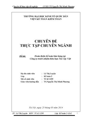 Hoàn thiện kế toán bán hàng tại Công ty TNHH Tin Cậy Việt