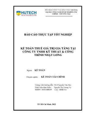 Báo Cáo Thực Tập Tốt Nghiệp Kế Toán Thuế Giá Trị Gia