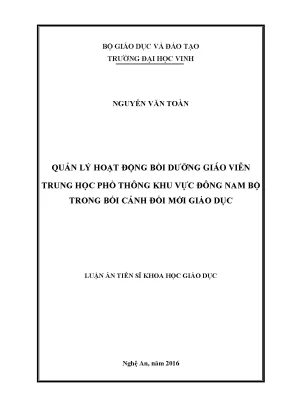 Quản Lý Hoạt Động Bồi Dưỡng Giáo Viên Trung Học Phổ