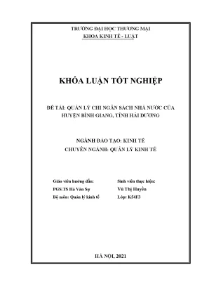 Quản Lý Chi Ngân Sách Nhà Nước Tại Huyện Bình Giang: