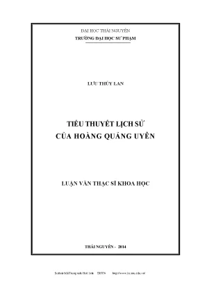 Nghiên Cứu Tiểu Thuyết Lịch Sử Của Hoàng Quảng Uyên