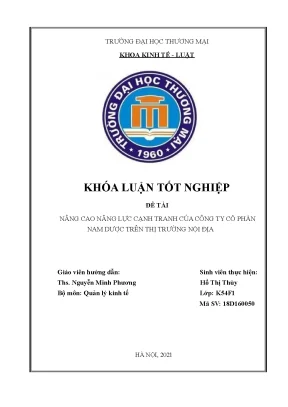 Nâng Cao Năng Lực Cạnh Tranh Của Công Ty Cổ Phần Nam Dược