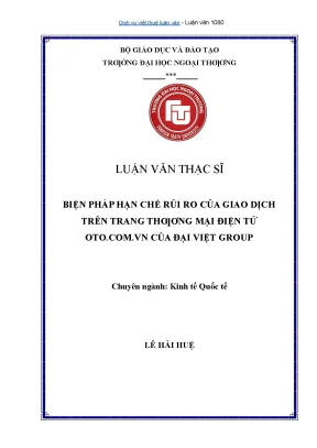 Dịch Vụ Viết Thuê Luận Văn Thạc Sĩ Về Rủi Ro Giao Dịch