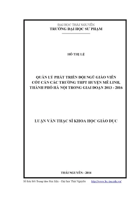 Quản Lý Phát Triển Đội Ngũ Giáo Viên Cốt Cán Tại Trường