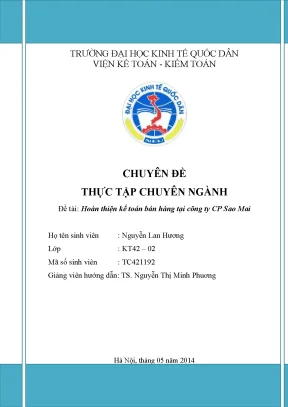 Hoàn thiện kế toán bán hàng tại công ty CP Sao Mai