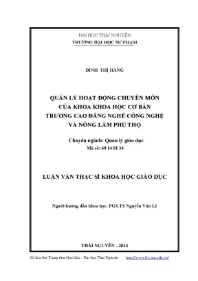 Quản Lý Hoạt Động Chuyên Môn Tại Khoa Khoa Học Cơ Bản