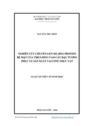 Nghiên cứu chuyển gen virus H5N1 vào cây đậu tương để 