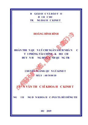 Hoàn thiện quản lý chi ngân sách nhà nước tại huyện