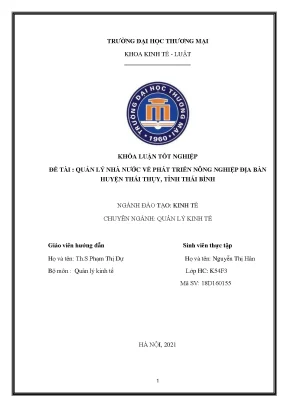 Quản Lý Nhà Nước Về Phát Triển Nông Nghiệp Tại Huyện