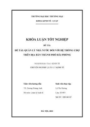 Quản Lý Nhà Nước Đối Với Hệ Thống Chợ Tại Hải Phòng: