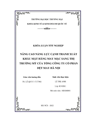 Nâng cao năng lực cạnh tranh xuất khẩu may mặc sang Mỹ