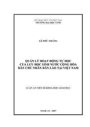Quản Lý Hoạt Động Tự Học Của Lưu Học Sinh Lào Tại Việt Nam