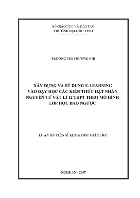 Ứng Dụng E-Learning Trong Dạy Học Vật Lý Lớp 12 Theo Mô 